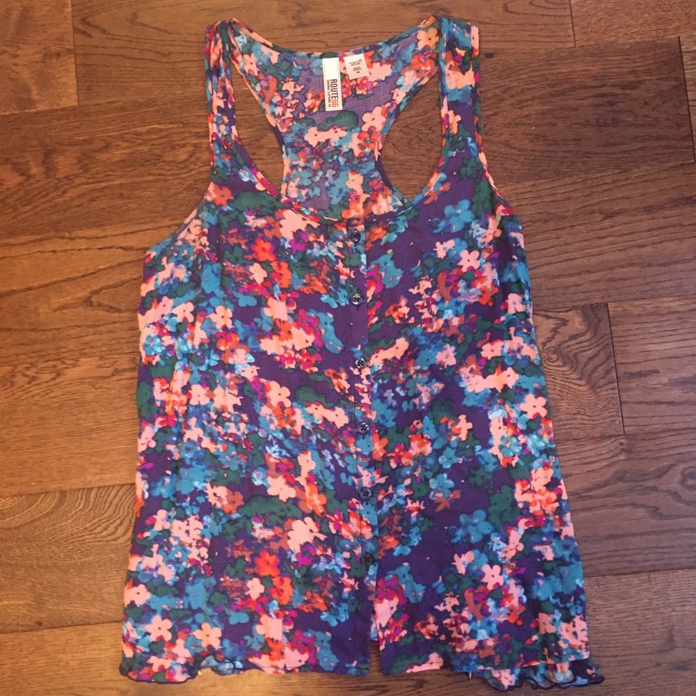 Colorful flowered racerback top